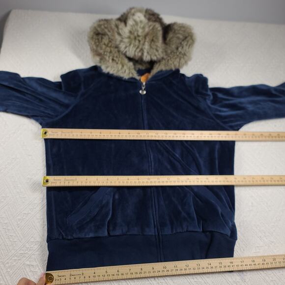 Pink VS Y2K Vintage The Pinks Love & Rock N Roll Tour Velour Blue jacket Furhood - Picture 7 of 13